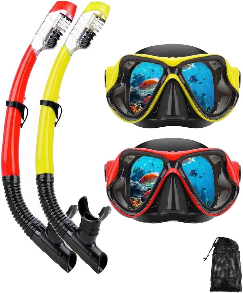 DIPUKI Snorkeling Gear for Adults, Dry-Top Snorkel Mask Set, Anti-Fog Scuba Diving Snorkle mask Set Adult, Panoramic Wide View Dive mask, Adjustable Swimming Diving Snorkeling Packages - Image 1